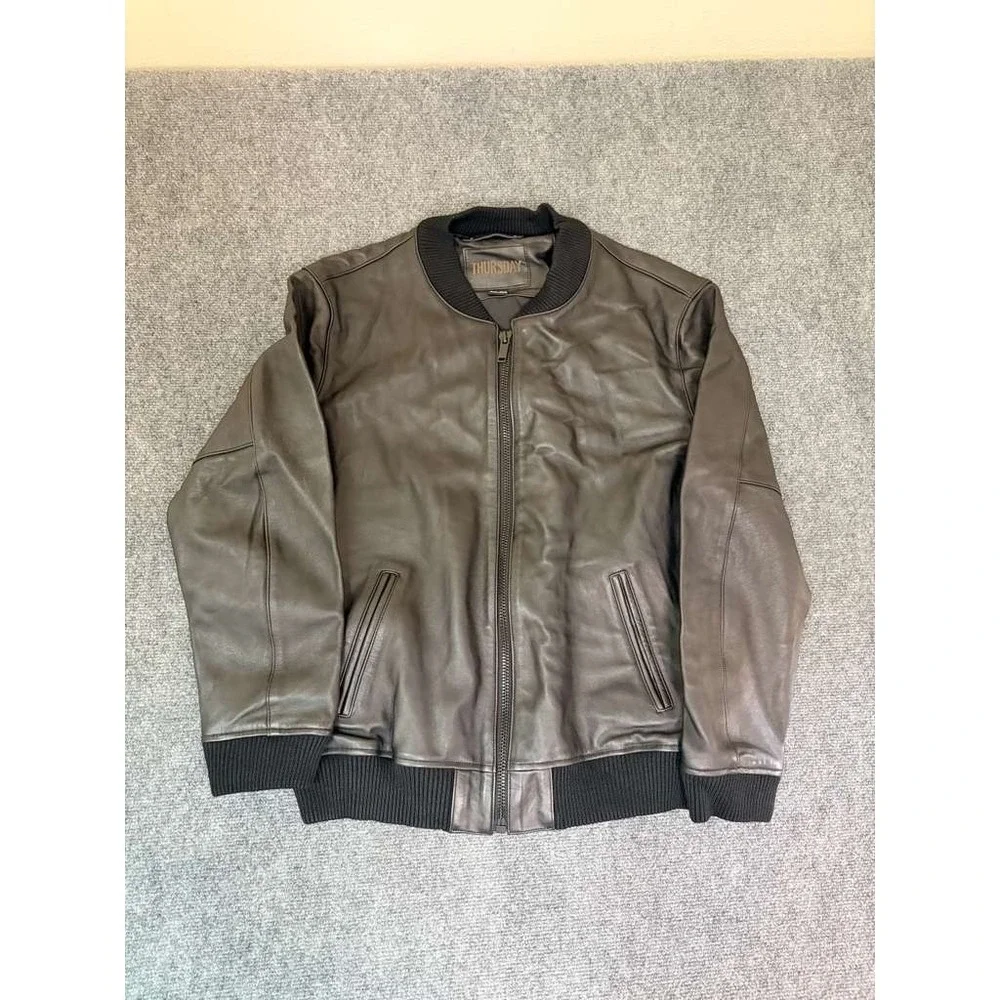 Thursday Boot Company Bomber Jacket Mens Brown Lamb Leather 2XL XXL